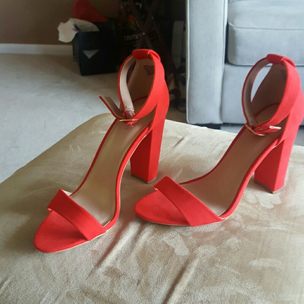 COPY - Red stacked heel shoes